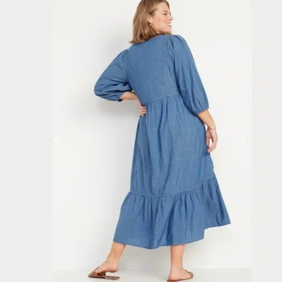 3/4-Sleeve All-Day Maxi Swing Dress Pockets New NWT - Picture 2 of 3